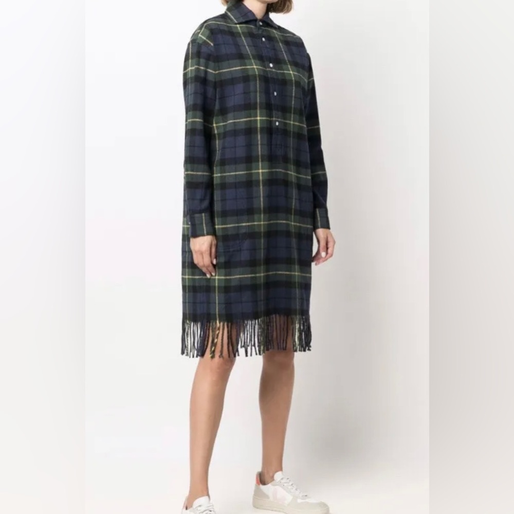 Polo Ralph Lauren - Flannel Plaid Dress with Fringe Trim - Size 10